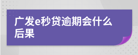 广发e秒贷逾期会什么后果