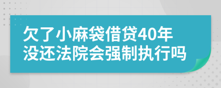 欠了小麻袋借贷40年没还法院会强制执行吗
