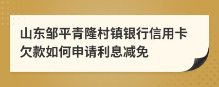 山东邹平青隆村镇银行信用卡欠款如何申请利息减免