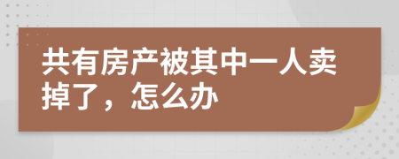 共有房产被其中一人卖掉了，怎么办