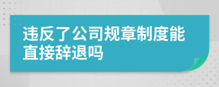 违反了公司规章制度能直接辞退吗