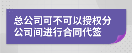 总公司可不可以授权分公司间进行合同代签