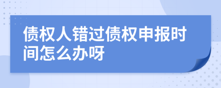 债权人错过债权申报时间怎么办呀