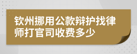 钦州挪用公款辩护找律师打官司收费多少