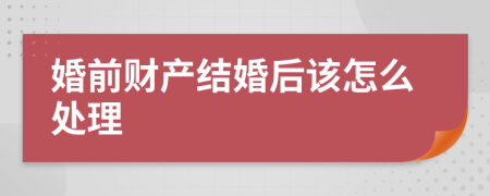 婚前财产结婚后该怎么处理