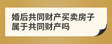 婚后共同财产买卖房子属于共同财产吗