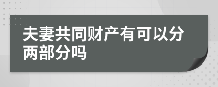 夫妻共同财产有可以分两部分吗