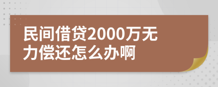 民间借贷2000万无力偿还怎么办啊