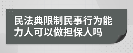 民法典限制民事行为能力人可以做担保人吗