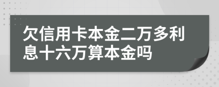 欠信用卡本金二万多利息十六万算本金吗