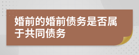 婚前的婚前债务是否属于共同债务