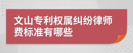 文山专利权属纠纷律师费标准有哪些