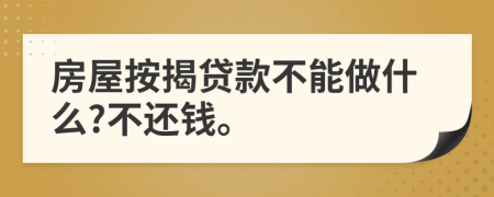 房屋按揭贷款不能做什么?不还钱。