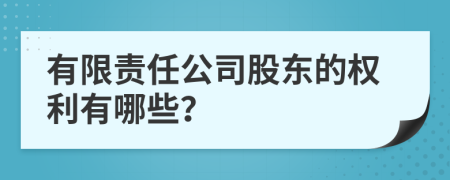 有限责任公司股东的权利有哪些？