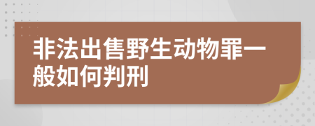 非法出售野生动物罪一般如何判刑