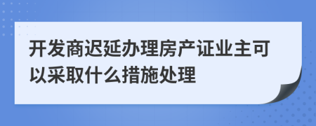 开发商迟延办理房产证业主可以采取什么措施处理