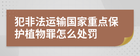 犯非法运输国家重点保护植物罪怎么处罚