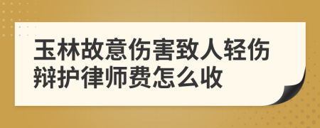 玉林故意伤害致人轻伤辩护律师费怎么收