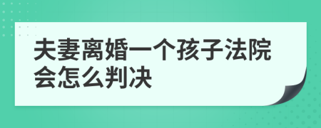 夫妻离婚一个孩子法院会怎么判决