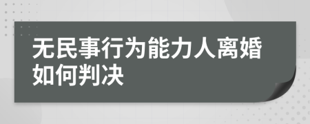 无民事行为能力人离婚如何判决