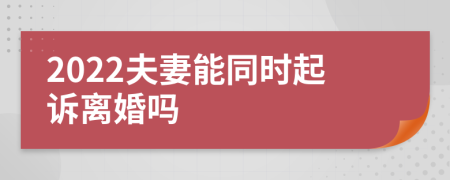 2022夫妻能同时起诉离婚吗