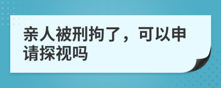 亲人被刑拘了，可以申请探视吗
