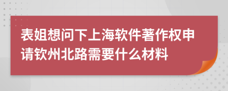表姐想问下上海软件著作权申请钦州北路需要什么材料