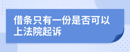 借条只有一份是否可以上法院起诉