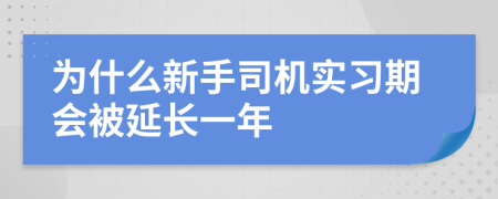 为什么新手司机实习期会被延长一年