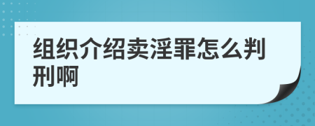 组织介绍卖淫罪怎么判刑啊