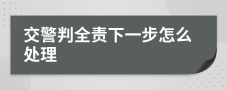 交警判全责下一步怎么处理