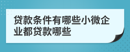 贷款条件有哪些小微企业都贷款哪些