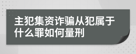 主犯集资诈骗从犯属于什么罪如何量刑