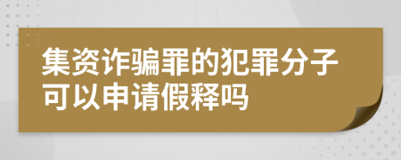 集资诈骗罪的犯罪分子可以申请假释吗