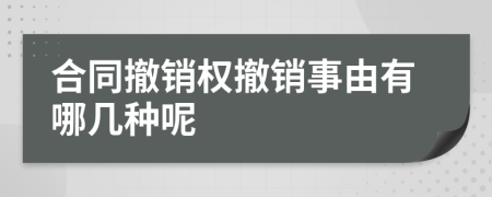 合同撤销权撤销事由有哪几种呢