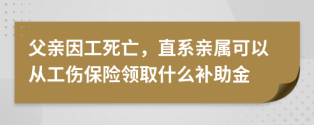 父亲因工死亡，直系亲属可以从工伤保险领取什么补助金