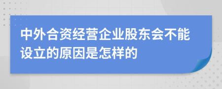 中外合资经营企业股东会不能设立的原因是怎样的