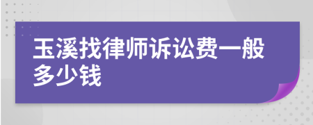 玉溪找律师诉讼费一般多少钱