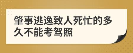 肇事逃逸致人死忙的多久不能考驾照