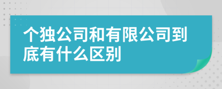 个独公司和有限公司到底有什么区别