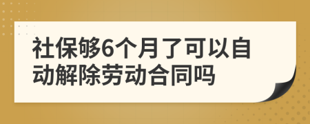 社保够6个月了可以自动解除劳动合同吗