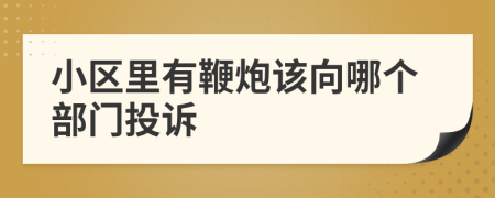 小区里有鞭炮该向哪个部门投诉