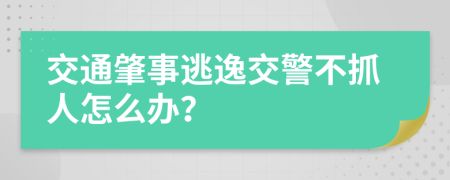 交通肇事逃逸交警不抓人怎么办？