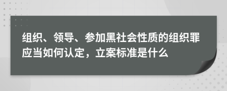 组织、领导、参加黑社会性质的组织罪应当如何认定，立案标准是什么