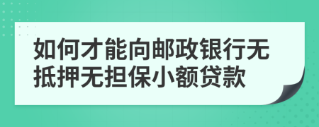 如何才能向邮政银行无抵押无担保小额贷款