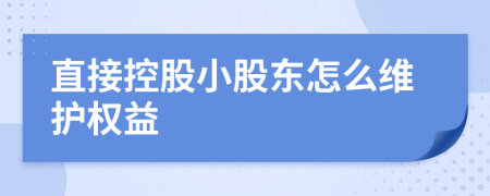 直接控股小股东怎么维护权益