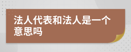 法人代表和法人是一个意思吗