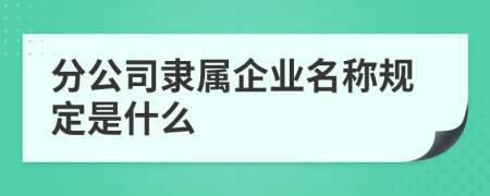 分公司隶属企业名称规定是什么   
