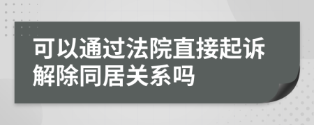 可以通过法院直接起诉解除同居关系吗