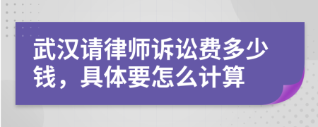 武汉请律师诉讼费多少钱，具体要怎么计算